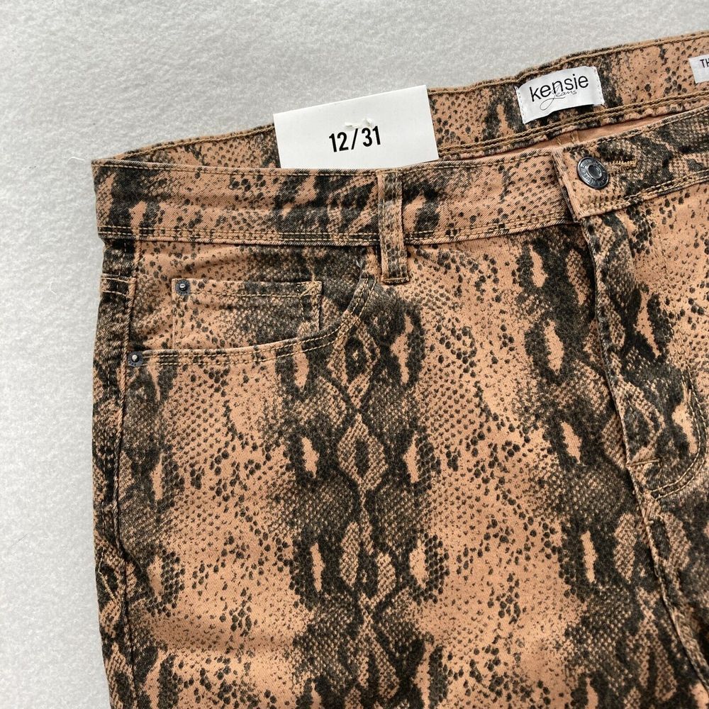 Kensie Jeans The Effortless Ankle Women's 12/31 Brown Stretch Denim Snakeskin - Picture 4 of 13